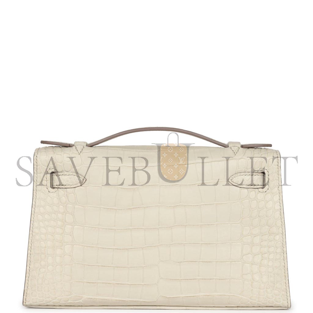 HERMÈS MASTER KELLY POCHETTE BETON MATTE ALLIGATOR GOLD HARDWARE (22*14*7cm)